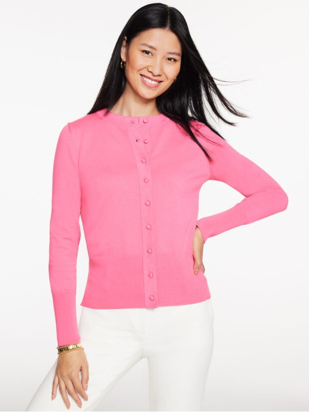 Talbots Modern Classic Cardigan Bubblegum Pink | Size Medium